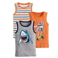thumbnail image 1 of Cethrio Kids Boys Tank Tops, 3 Piece Athletic Cotton Sleeveless Graphic Shirts Orange Size 3 T, 1 of 4