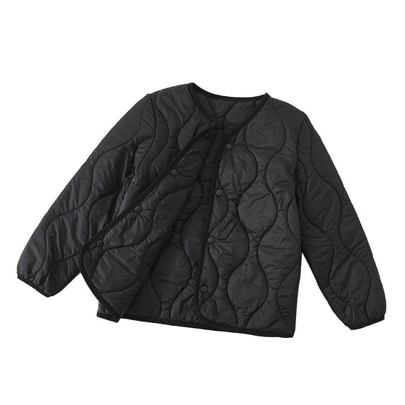 Cethrio Kids Boys Thermal Jackets, Winter Lightweight Buttons Long Sleeve Kids Outerwear Black Size 5T