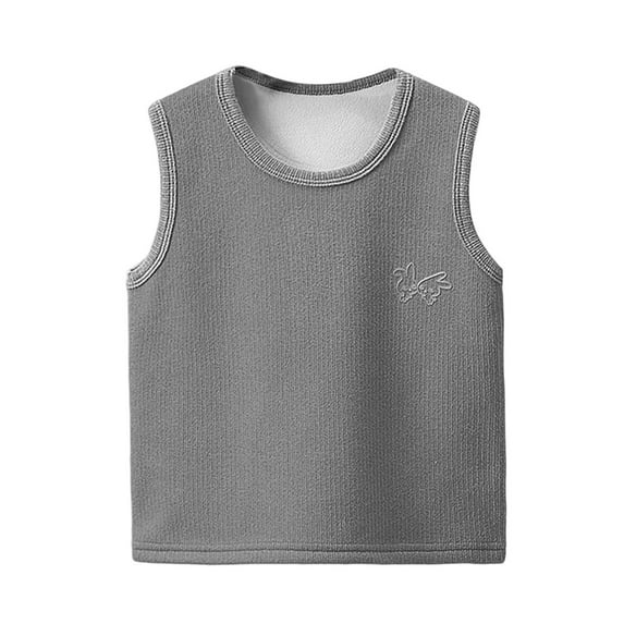 Cethrio Kids Boys Thermal Tank Tops , Cotton Soft Sleeveless Crewneck Fall Winter Tops Gray Size 3-4 T