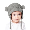 thumbnail image 1 of Cethrio Toddler Boys Winter Hats, Warm Stretchy Ear Flap Knit Kids Beanies Gray Size 2-3 T, 1 of 4