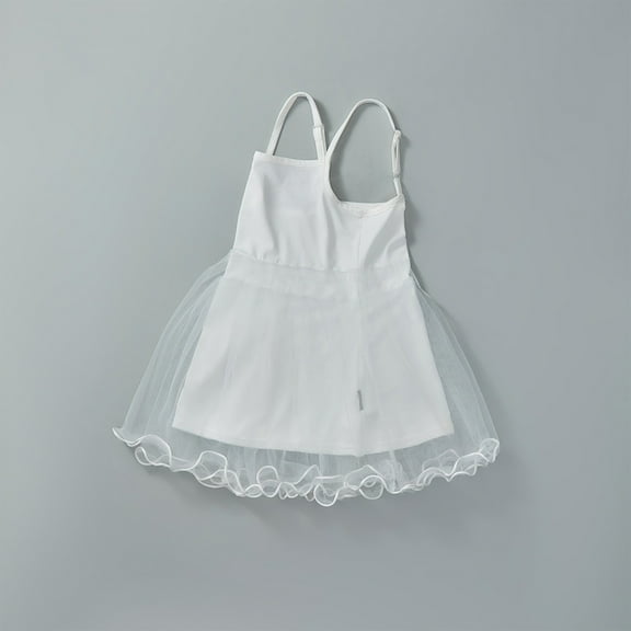 Cethrio Kids Girl Sundress Dresses, Cute Polyester Mesh Sleeveless Summer Dress White Size 5T