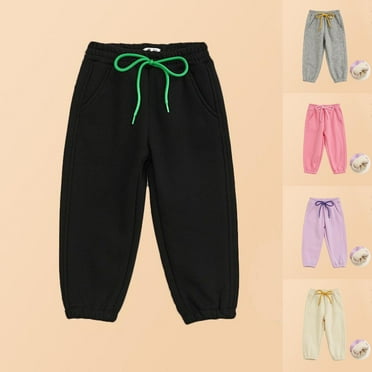 Cethrio Toddler Girl's Sweatpants, Cotton Drawstring Elastic Waist Casual Jogger Pants Hot Pink Size 1-2 T
