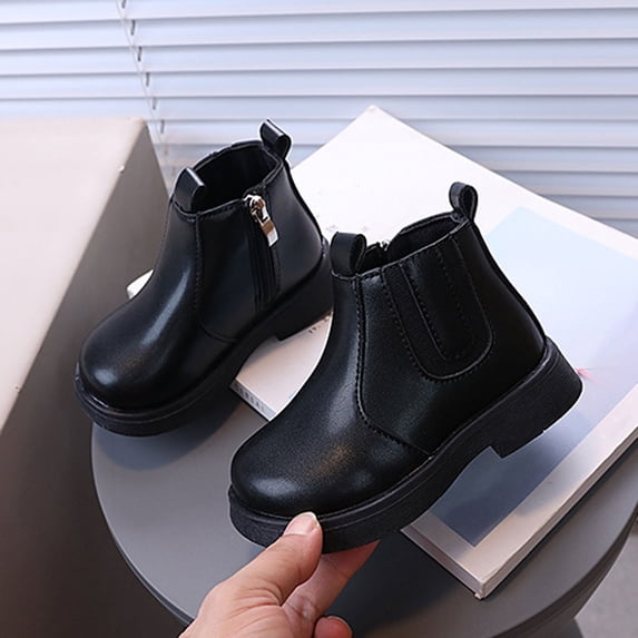 Cethrio Toddler Girls Ankle Boots, Fall Winter Side Zipper Slip-Resistant Soft Sole Winter Shoes Black Size 8.5 (Toddler)