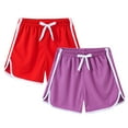 thumbnail image 1 of Cethrio Toddler Girls Athletic Shorts, Elastic Waist 2025 2-Piece Drawstring Summer Shorts Multicolor Size 6-7 T, 1 of 8