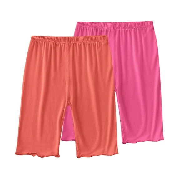 Cethrio Kids Girls Bike Shorts, Elastic Waist Athletic 2 Piece Soft Short Leggings White Size 6-7 T