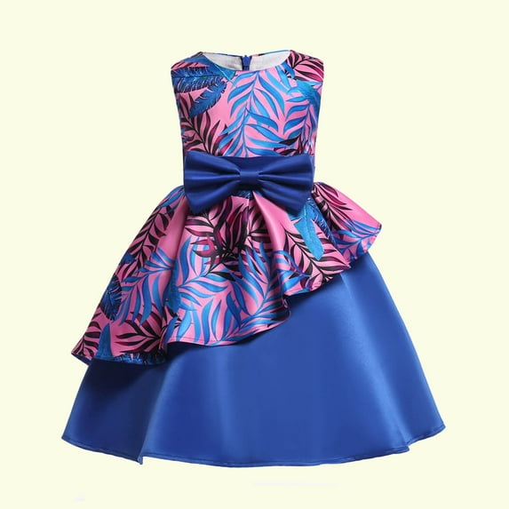 Cethrio Kids Girls Birthday Princess Dress, Cotton Sleeveless Bow Tie Fashion Pageant Dresses Purple Size 3-4T