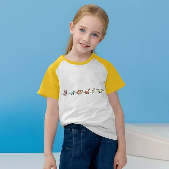 Cethrio Kids Girls Boys Graphic Tees, Summer Short Sleeve Crewneck Gifts Kids T-Shirts Yellow Size 3-4 T