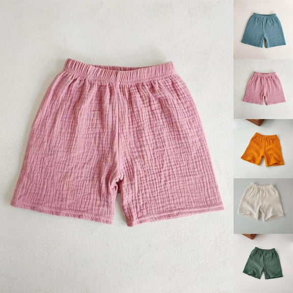 Cethrio Kids Girls Boys Shorts, Solid Color 2025 Casual Cotton Summer Shorts Pink Size 2-3 T