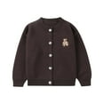 thumbnail image 1 of Cethrio Kids Girls Cardigan Sweaters, Knitting Cotton Thermal Crew Neck Buttons Fall Winter Clothing Coffee Size 3-4 T, 1 of 2