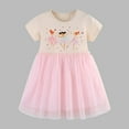 thumbnail image 1 of Cethrio Toddler Girls Casual Dresses, Cotton Short Sleeve Cute Mesh Summer Dress Pink Size 6T, 1 of 5