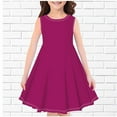 thumbnail image 1 of Cethrio Kids Girls Casual Dresses, Crew Neck Sleeveless Solid Color Summer Clothes Watermelon Red Size 4-5 T, 1 of 3
