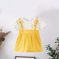 thumbnail image 1 of Cethrio Toddler Girls Casual Dresses, Cute Bow Cotton Short Sleeve Summer Dress Yellow Size 3T, 1 of 3