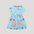 thumbnail image 1 of Cethrio Kids Girls Casual Dresses, Graphic Party Cotton Short Sleeve Summer Dresses Light Blue Size 7 T, 1 of 6