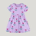 thumbnail image 1 of Cethrio Toddler Girls Casual Dresses, Printed Short Sleeve Birthday Cotton Summer Dresses Purple Size 4 T, 1 of 6
