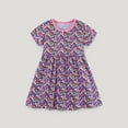 thumbnail image 1 of Cethrio Kids Girls Casual Dresses, Short Sleeve Holiday Printed Cotton Summer Dresses Purple Size 7 T, 1 of 4