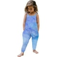 thumbnail image 1 of Cethrio Kids Girls Casual Jumpsuit- Sleeveless Backless Printed Cotton Summer Overalls Blue Size 4-5 T, 1 of 5