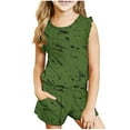 thumbnail image 1 of Cethrio Kids Girls Casual Outfit Set, 2 Piece Flutter Sleeve Printed Summer Clothes Army Green Size 7T, 1 of 8