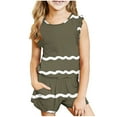thumbnail image 1 of Cethrio Kids Girls Casual Outfit Set, Flutter Sleeve Stripe 2 Piece Summer Clothes Army Green Size 7T, 1 of 8
