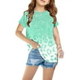 thumbnail image 1 of Cethrio Kids Girls Casual T-Shirts, Printed Crew Neck Short Sleeve Summer Tops Green Size 4 T, 1 of 4