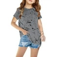 thumbnail image 1 of Cethrio Kids Girls Casual T-Shirts, Short Sleeve Printed Crew Neck Summer Tops Gray Size 9 T, 1 of 4