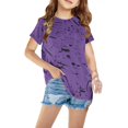 thumbnail image 1 of Cethrio Kids Girls Casual T-Shirts, Short Sleeve Printed Crew Neck Summer Tops Purple Size 3 T, 1 of 4