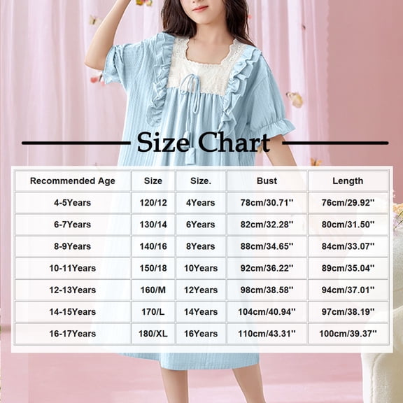 Cethrio Kids Girls Cotton Nightgowns, Ruffled Summer Comfy Short Sleeve Sleep Dresses Green Size 16