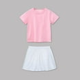 thumbnail image 1 of Cethrio Kids Girls Cotton Outfit Sets, Short Sleeve 2 Piece Summer T-shirts with Skirts Pink Size 3T, 1 of 4