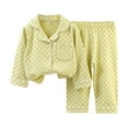 thumbnail image 1 of Cethrio Kids Girls Cotton Pajama Sets, Comfy 2-piece Collared Long Sleeve Sleepwear Sets Green Size 8-9T, 1 of 3