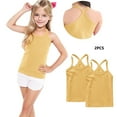 thumbnail image 1 of Cethrio Kids Girls Cotton Tank Tops, Solid Color Sleeveless 2 Pack Backless Summer Tops Yellow Size 3-4T, 1 of 5