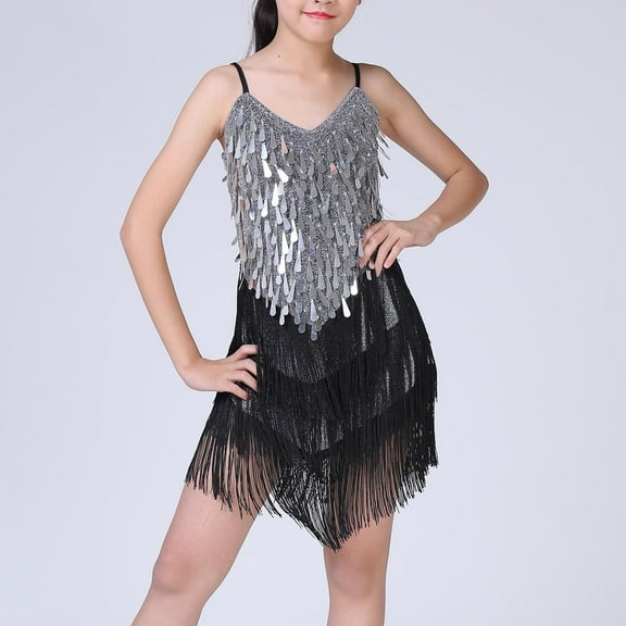 Cethrio Kids Girls Dance Dresses, Sleeveless Cotton Ballet Performance Dancewear Silver Size 2 T