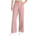 thumbnail image 1 of Cethrio Kids Girls Dress Pants, Pleated Casual Relaxed Fit Straight Leg School Uniform Pants Pink Size 5T, 1 of 4