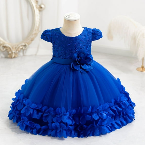 Wavsuf Toddler Girls Dresses Special Occasion Formal Sleeveless Blue Princess Dress Size 18M