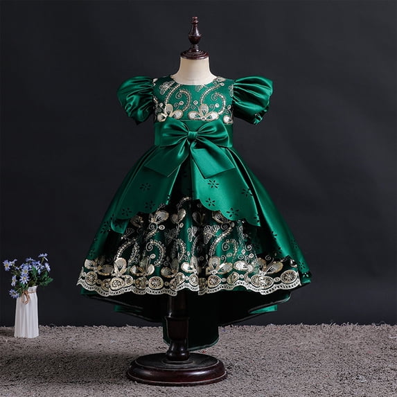 Wavsuf Toddler Girls Dresses Special Occasion Formal Sleeveless Green Princess Dress Size 9Y