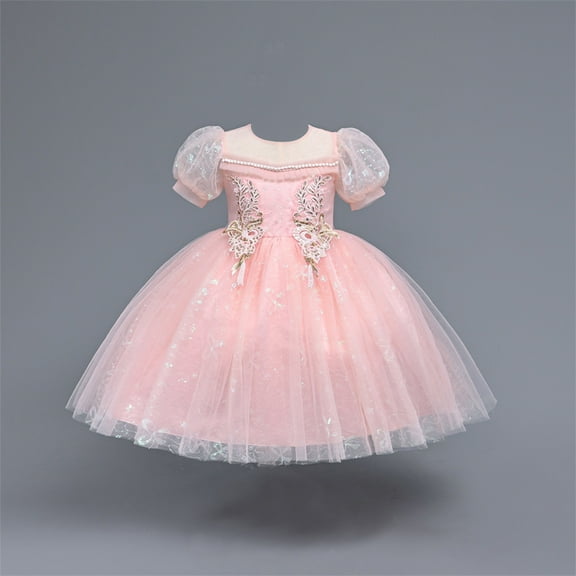 Wavsuf Toddler Girls Dresses Special Occasion Formal Sleeveless Pink Princess Dress Size 9Y