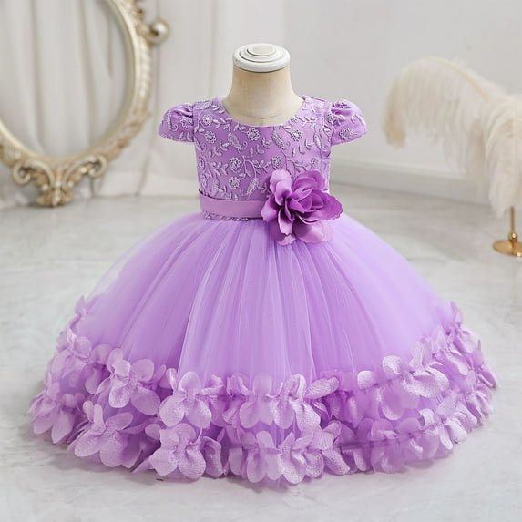 Wavsuf Toddler Girls Dresses Special Occasion Formal Sleeveless Purple Princess Dress Size 1Y