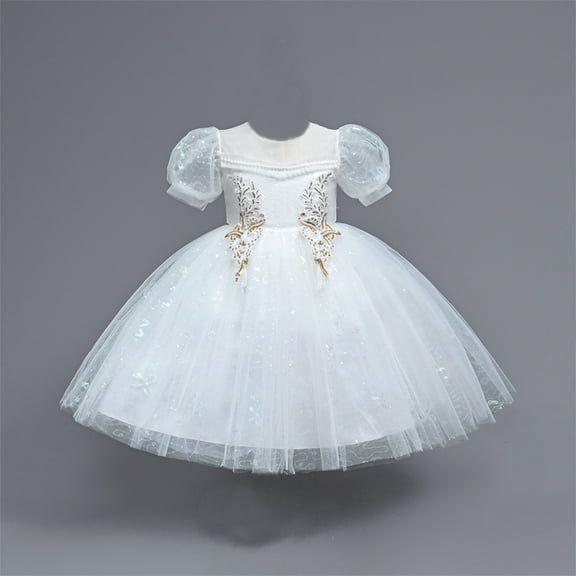 Wavsuf Toddler Girls Dresses Special Occasion Formal Sleeveless White Princess Dress Size 10Y