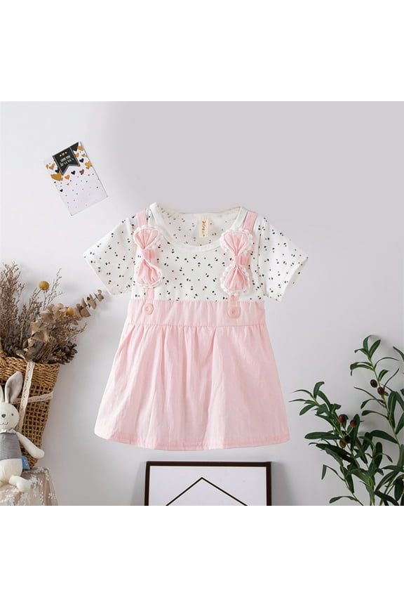 Toddler Girls Dresses Summer Bow Pink Dresses Size 3Y