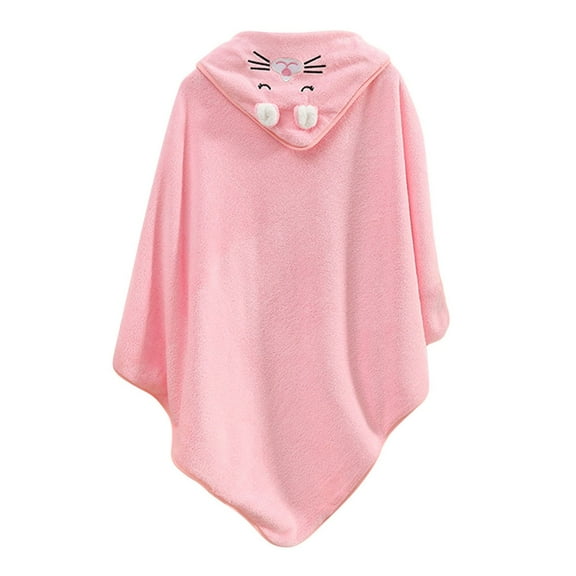 Cethrio Kids Girls Flannel Bathrobes, Hooded Winter Soft Lightweight Sleepwear Robes Pink Size 0-4T