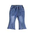 thumbnail image 1 of Cethrio Kids Girls Flare Jeans 2025, Elastic Waist Casual School Stretch Denim Pants Blue Size 1 T, 1 of 3