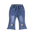 thumbnail image 1 of Cethrio Kids Girls Flare Jeans 2025, Stretch Casual School Elastic Waist Denim Pants Beige Size 5 T, 1 of 3