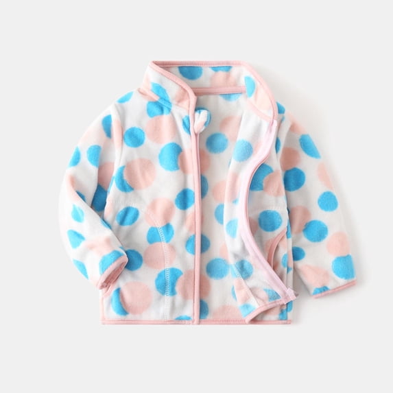 Cethrio Kids Girls Fleece Jackets, Warm Zip up Long Sleeve Autumn Winter Coats Light Blue Size 3-4 T