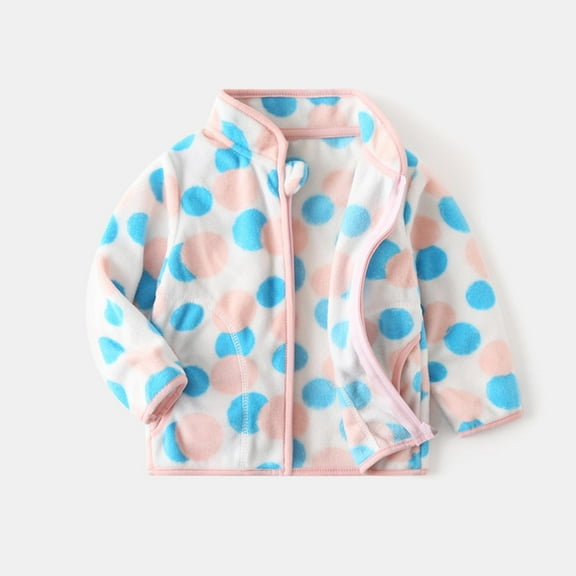 Cethrio Kids Girls Fleece Jackets, Warm Zip up Long Sleeve Autumn Winter Coats Light Blue Size 3-4 T
