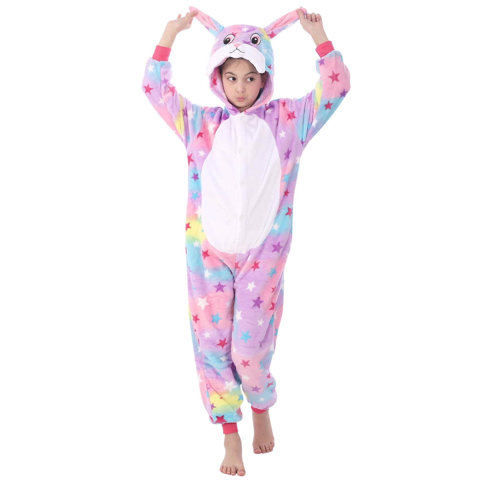 Cethrio Kids Girls Fleece Jumpsuits, Hooded Costumes Cosplay One Piece Onesie Pajamas Purple Size 3-4 T