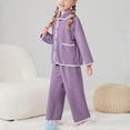 thumbnail image 1 of Cethrio Kids Girls Fleece Pajama Sets, Comfy Fall Winter Button Down Collar Warm Girls' Sleepwear Purple Size 6, 1 of 6