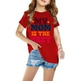 thumbnail image 1 of Cethrio Toddler Girls Graphic Print Shirts, Cotton Short Sleeve Fashion Casual Crew Neck Girls Summer Clothes Big Men Swim Trunks Red, 1 of 3