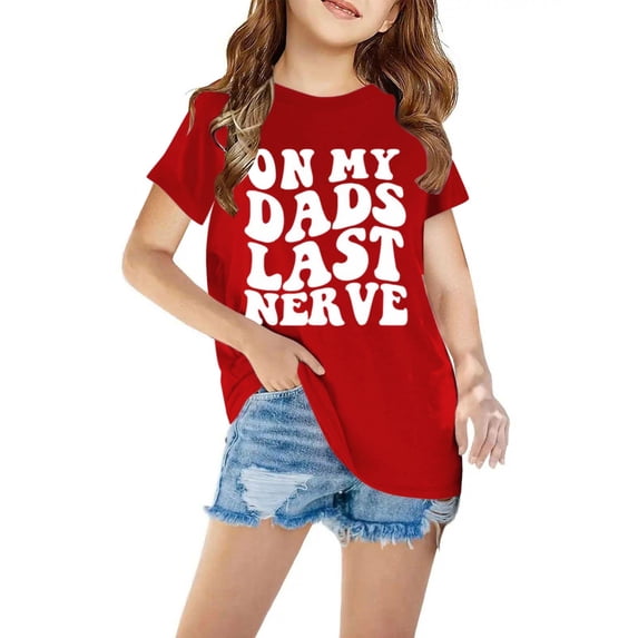 Cethrio Toddler Girls Graphic Print Shirts, Short Sleeve Cotton Crew Neck Casual Fashion Girls Summer Clothes Big Swim Trunks Red