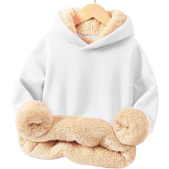 Cethrio Toddler Girls Hoodies 2025, Long Sleeve Warm Casual Fall Winter Sweatshirts White Size 1-2 T