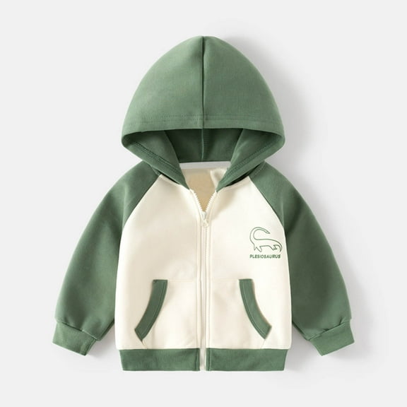 Cethrio Kids Girls Hoodies with Pockets, Cotton Casual Long Sleeve Zip up Fall Outerwear Green Size 4T