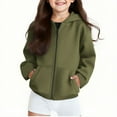 thumbnail image 1 of Cethrio Kids Girls Hoodies with Zipper, Long Sleeve Hooded Fall Casual Girls' Outerwear Army Green Size 5T, 1 of 8