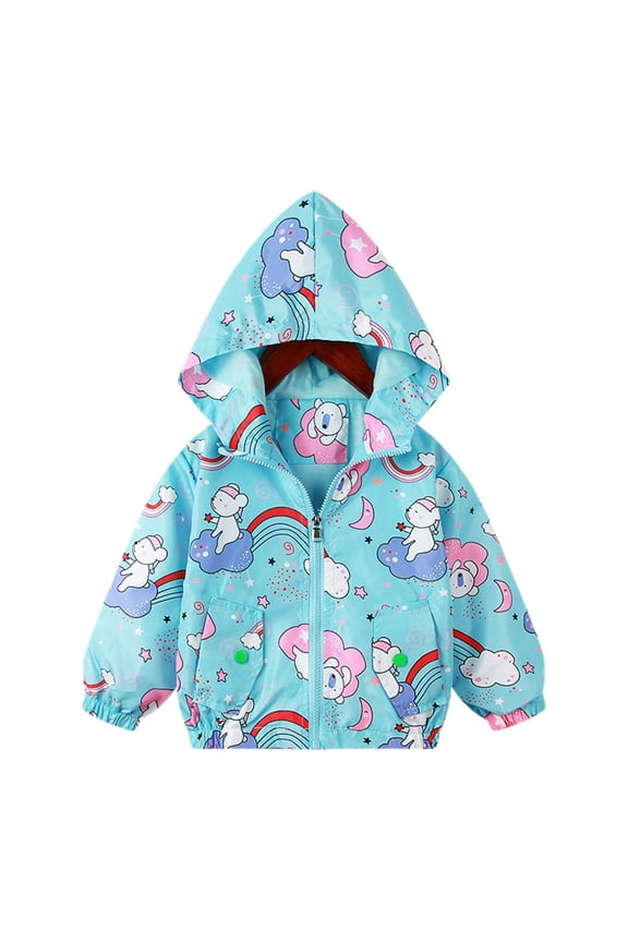 Kids Girls Jackets, Lightweight Windbreaker Zipper Long Sleeve Kids Coats Light Blue Size 3-4 T
